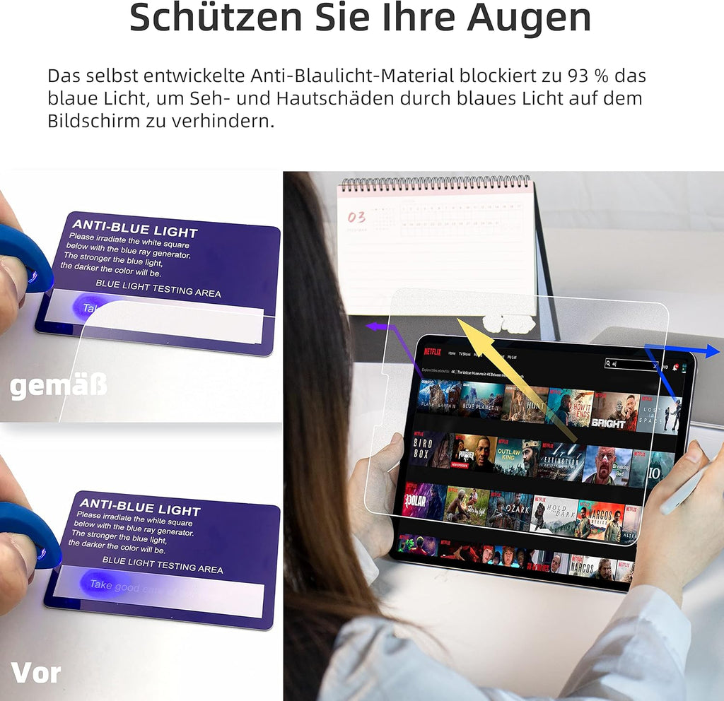 3 PACK Paper Screen Protector for iPad Pro 11 In (2022,2021,2020,2018)/iPad Air 5th (2022)/iPad Air 4th Gen (2020) 10.9, Matte Anti Glare Blue Light Filter PET Feel Shield, Bubble Free HD Texture Film