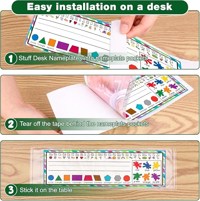 Meetory 36 PCS Upgraded Nameplate Pocket, 10.2''x 3.5'' Self Adhesive Desk - Image 5