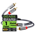 GEARit RCA Cable (1FT) 2RCA Male to 2RCA Male Stereo Audio Cables Shielded Braided RCA Stereo Cable for Home Theater, HDTV, Amplifiers, Hi-Fi Systems, Car Audio, Speakers, 1 Feet