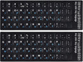 2PCS Hebrew English Keyboard Stickers Black Background with Blue Letters Replacement Stickers for PC Computer Laptop Notebook Desktop Keyboards -Each Unit: 0.43" x 0.51"
