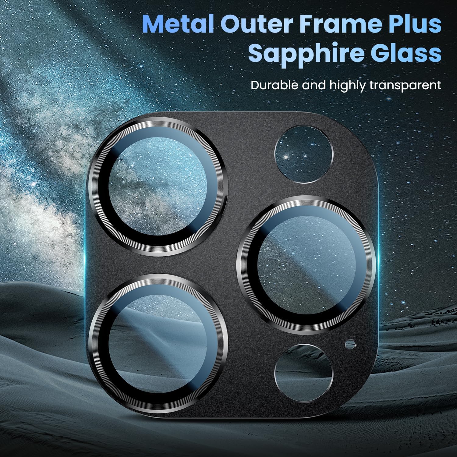 Uyiton Compatible with Phone 16 Pro/Phone 16 Pro Max Camera Lens Protector - [Not Easy to Break][Strong Adsorption][Case-Friendly] Metal Tempered Glass Rear Camera Screen Cover - Black, 2 Pack