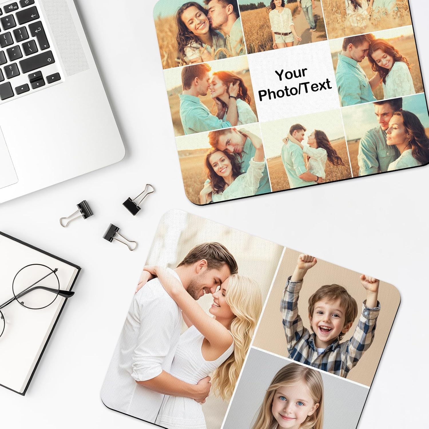 Custom Mouse Pad, Personalized Mouse Pad with Photo & Text, Neoprene Mouse Mat for Laptop Computer Office Desk, Mousepad Small with Anti-Slip Rubber Base