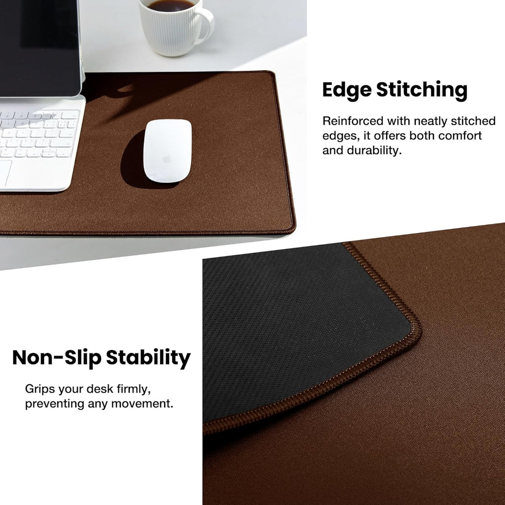 ALOANES Waterproof Mouse Pad with Durable Stitched Edge, XXXL Gaming Keyboard Pad, Non-Slip Rubber Base Mouse Mat, Extended Desk pad for Gamer, Office & Home, Brown Mousepad 35.4''x 15.7''x 0.12''