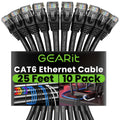 GEARit Cat 6 Ethernet Cable Pack - 10-Pack 25 ft Cat6 Ethernet Patch Cables | RJ45 Network Patch Cable, 10 Gbps Snagless Gold-Plated Connectors - Ethernet Cable Cat 6 for PC, TV, Router - Black