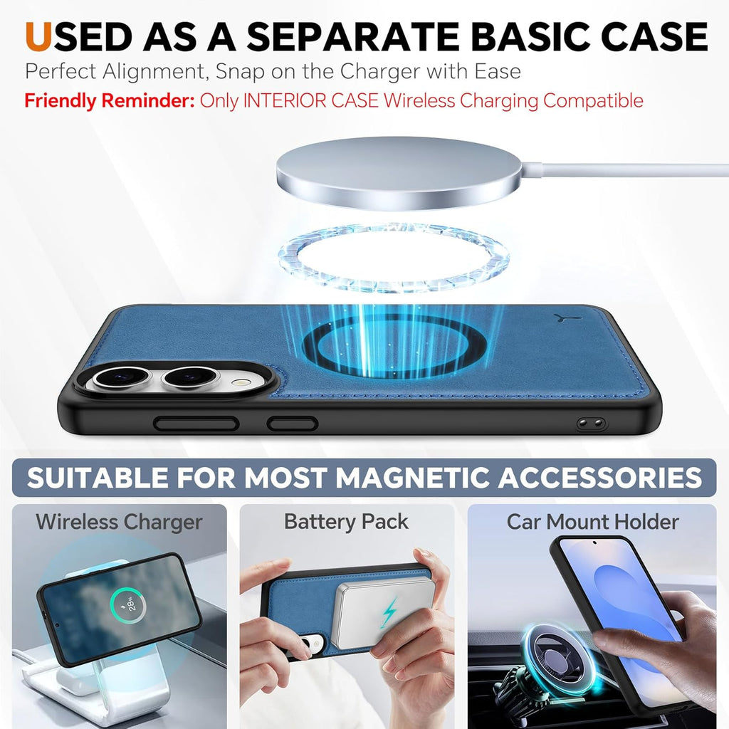 TUCCH Case Wallet for Galaxy S25 Edge, Removable [Wireless Charging] Wrist Strap PU Leather Magnetic Stand RFID Blocking [4 Card Slots] Detachable Protective Folio for Galaxy S25 Edge 6.7", Light Blue