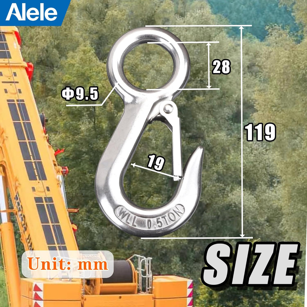 Alele 0.5T Crane Scale Grab Hooks,Slip Hooks,Stainless Steel Lifting Hook Rigging Accessory (Grab Hooks 500kg)