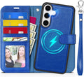 TUCCH Case Wallet for Galaxy S25, Removable [2 in 1] [Wireless Charging] Wrist Strap PU Leather Magnetic Stand RFID Blocking [4 Card Slots] Detachable Protective Folio for Galaxy S25 6.2", Klein Blue