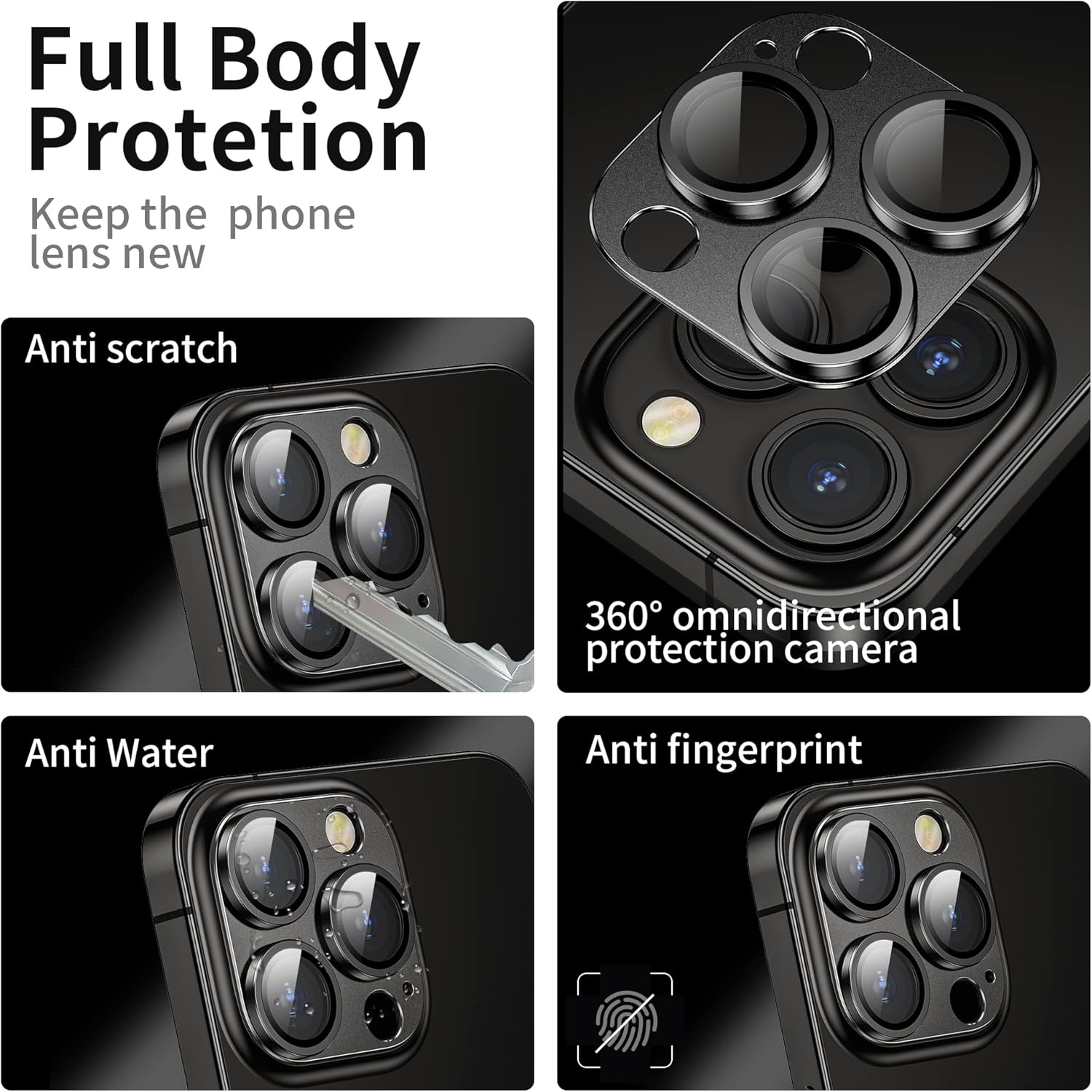 Camera Lens Protector for iPhone 14 Pro / iPhone 14 Pro Max, Alloy Metal Camera Cover with Tempered Glass Screen Protector Accessories,Case Friendly,Scratch Resistant,Easy to Install - Space