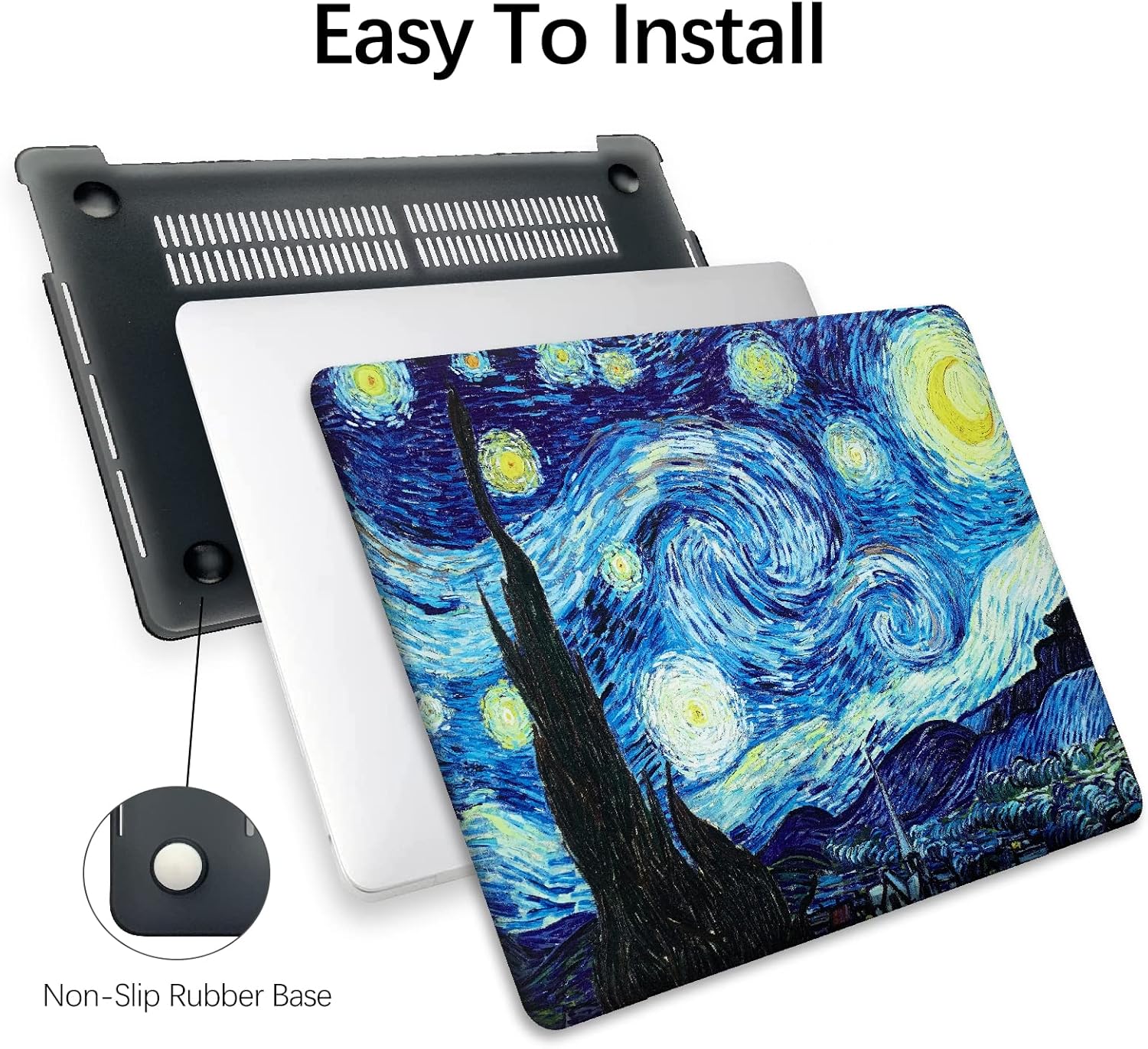 Compatible with MacBook Pro 13 inch Art Case Skin, 2022, 2021, 2020-2016 Release A1706/A1989/A2159 Cover Hard Shell with Keyboard Cover & Screen Protector (The Starry Night by Vincent Van Gogh)