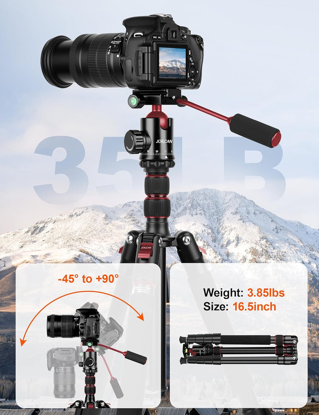 Tripod for Camera, 83" Camera Tripods & Monopods with Metal Handle, Professional Aluminum Tripods, Heavy Duty Tripod for DSLR Camera Lasers Spotting Scope Binoculars Telescope, Payload 35Lb