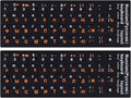 2PCS Russian Keyboard Stickers, Russian-English Keyboard Letters Replacement Sticker Orange Font with Black Background for PC Computer Laptop Notebook Desktop, Cyrillic Keyboard Alphabet Stickers