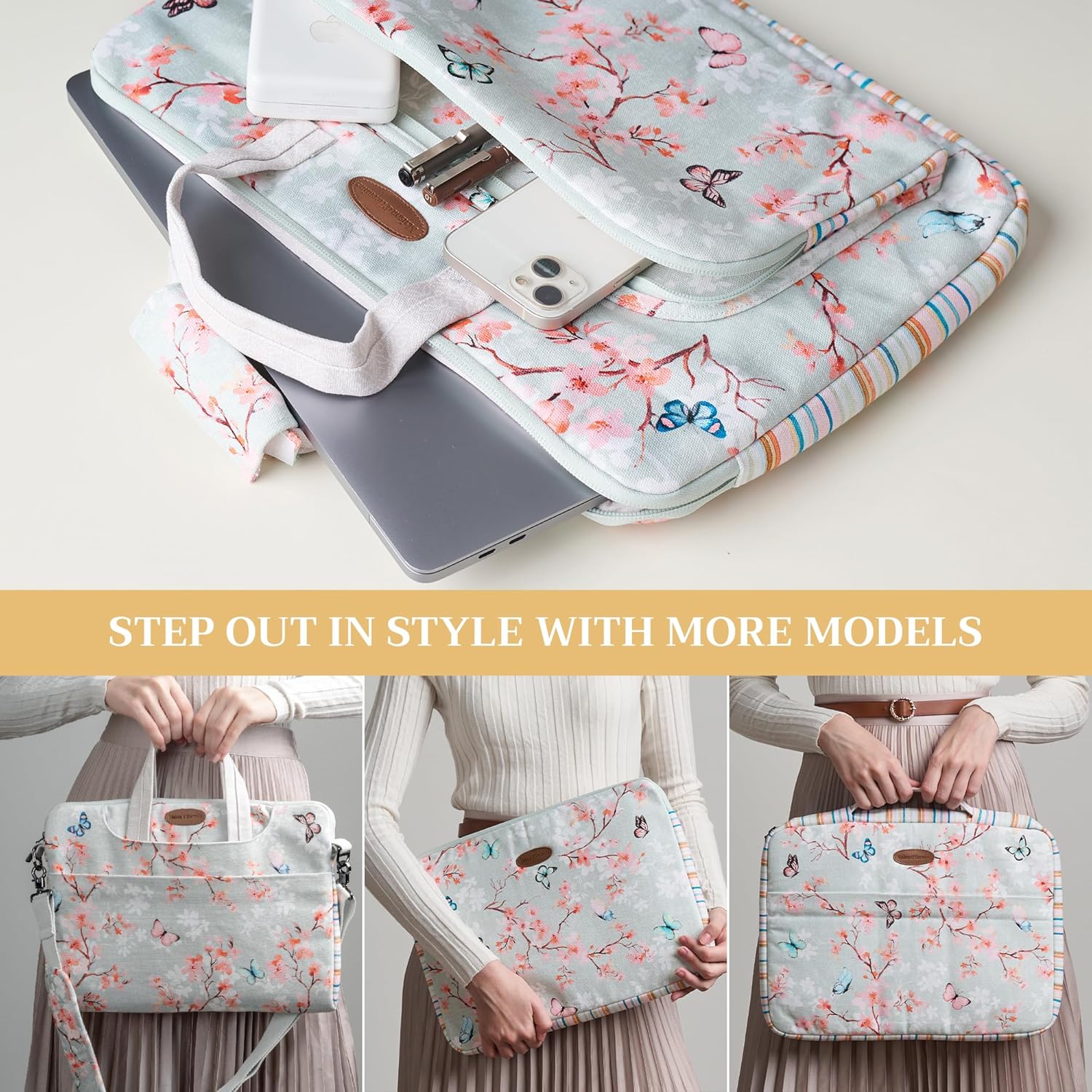 Maison d'Hermine Laptop bag with front pocket Stain and water repellent Cotton canvas