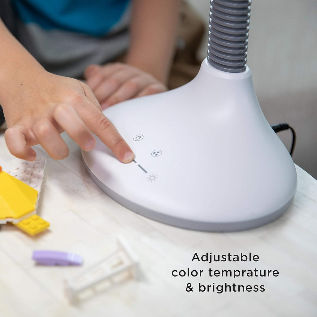 Verilux SmartLight Full Spectrum LED Desk Lamp with Adjustable Brightness, Flexible Gooseneck and Integrated USB Charging Port - Reduces Eye Strain and Fatigue - Ideal for Readers, Artists, Crafters