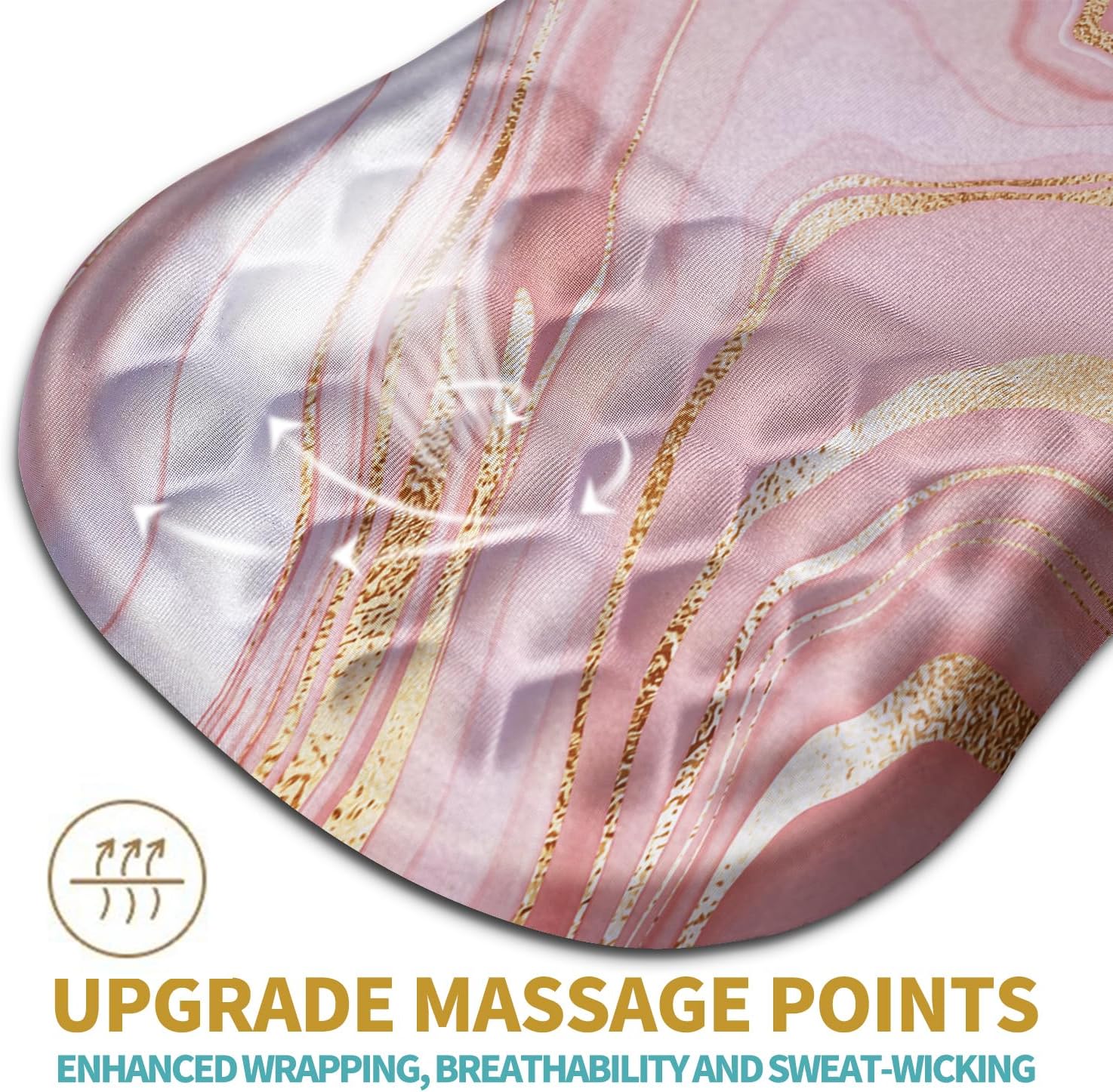 Hokafenle Ergonomic Mouse Pad Wrist Support with Massage Design, Wrist Rest Pain Relief Mousepad with Memory Foam&Non-Slip PU Base, Mouse Pads for Wireless Mouse & Desk (12x8 inch,Pink Gold Marble)