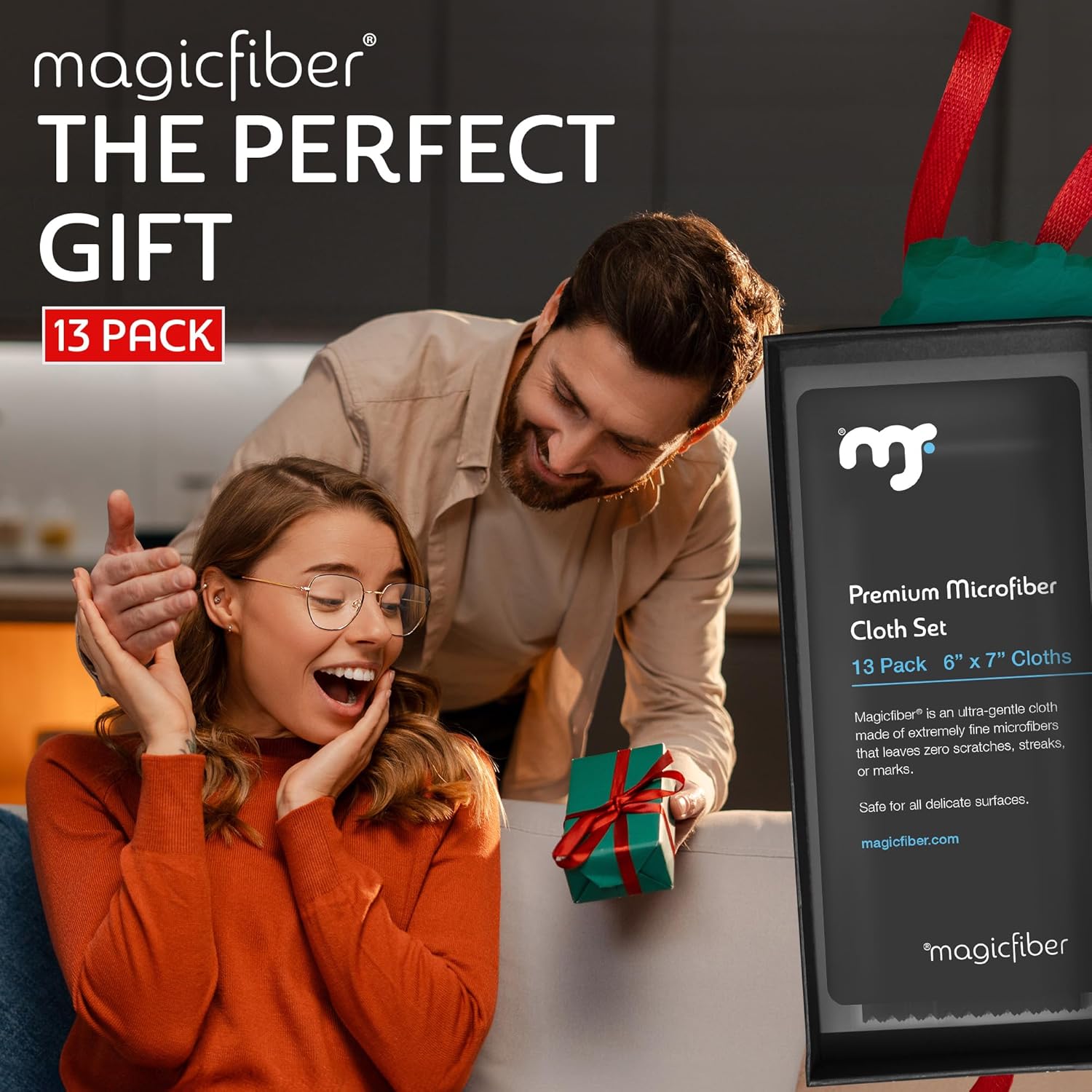 MagicFiber Microfiber Cleaning Cloth, 13 Pack - Premium Cloth for Glasses, Lens, Screens & More