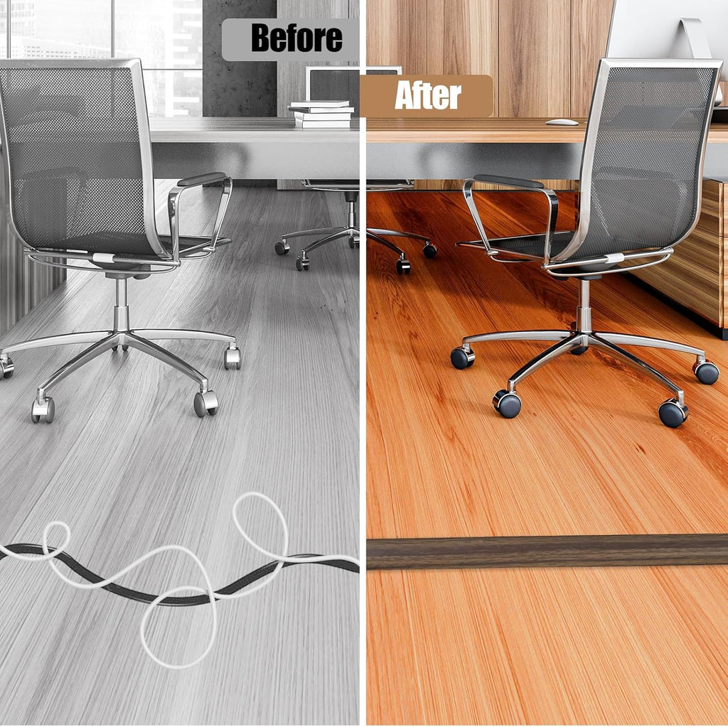 Floor Cord Cover Self Adhesive Cord Hider,3.3FT Cable Management, Extension Strip Protector for Wires, Prevent Cable Trips for Offices, Gyms, Exhibitions Cavity:0.51"(W) x 0.3"(H) Wood Walnut