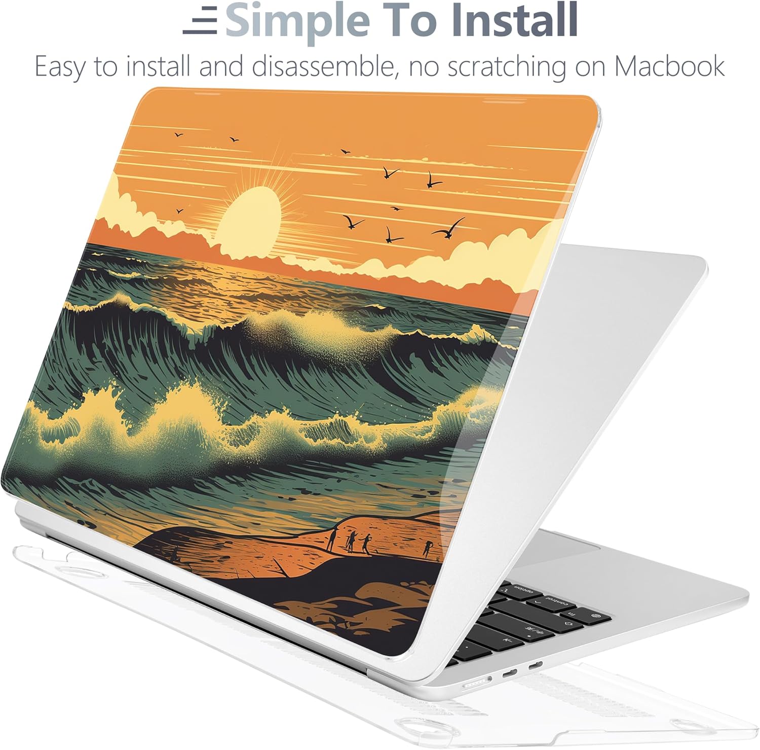 Batianda Premium Case for New MacBook Air 15 inch 2025 M4 2024 2023 with M3 M2 Chip Model A3114 A2941, Designed Protective Plastic Hardshell & Keyboard Cover & Screen Protector, Dusk