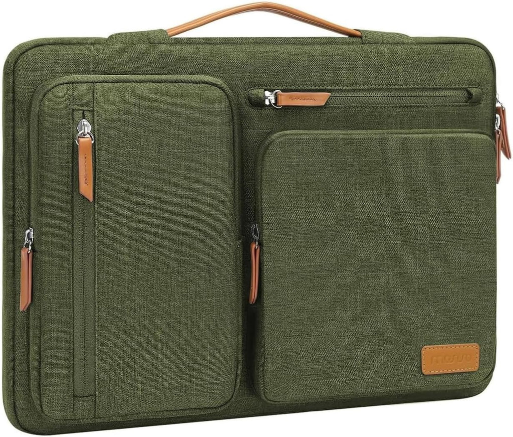 MOSISO 360 Protective Laptop Case 13.3 inch, 13-13.3 inch Laptop Sleeve Compatible with MacBook Air/Pro 13 / Pro 14,HP Dell Acer ASUS,Side Open Carrying Case with 4 Zipper Pockets&Handle, Olive Green