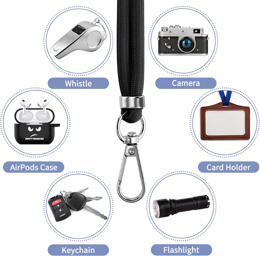 CACOE Cell Phone Lanyard 2 Pcs-1 Pcs Adjustable Neck Strap,1 Pcs Wrist Strap, 2 Pcs Pads, Universal Crossbody, Multifuctional Compatible with Most Smartphones(Black)
