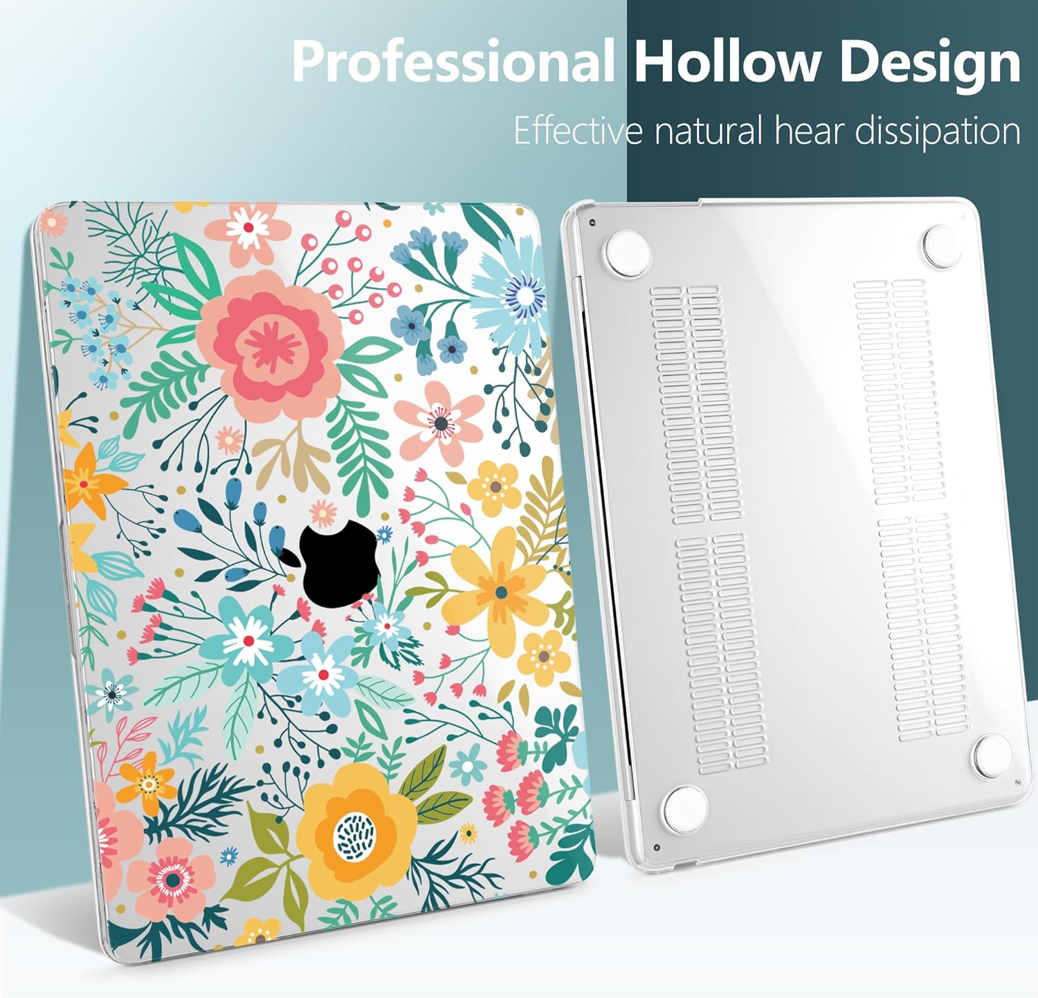 TWOLSKOO Compatible with M4 MacBook Air 15 inch Case 2025-2023 Released Model M4 A3241 M3 A3114 M2 A2941, Plastic Hard Shell & Screen Protector & Keyboard Cover & Trackpad Film, Abstract Flower