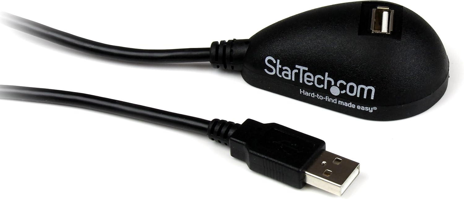 StarTech.com 5ft USB 2.0 Extension Cable - Male to Female - 5 ft USB A to A Extension cord for Laptop, Desktop, Tablet, Webcam & More (USBEXTAA5DSK) , Black