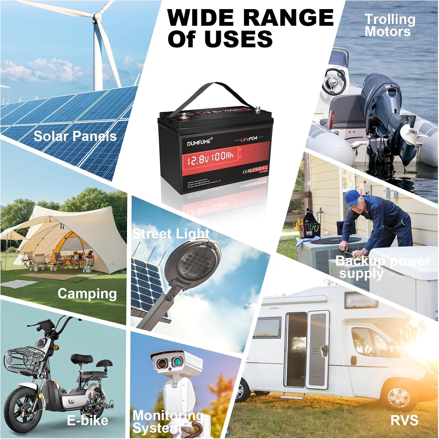 2 Packs 12V 100Ah LiFePO4 Lithium Battery, Built in 100A BMS, 1280W Power Output, Up To 6000+ Cycles, Ideal For RV, Marine, Trolling Motor, Solar Off-Grid Systems