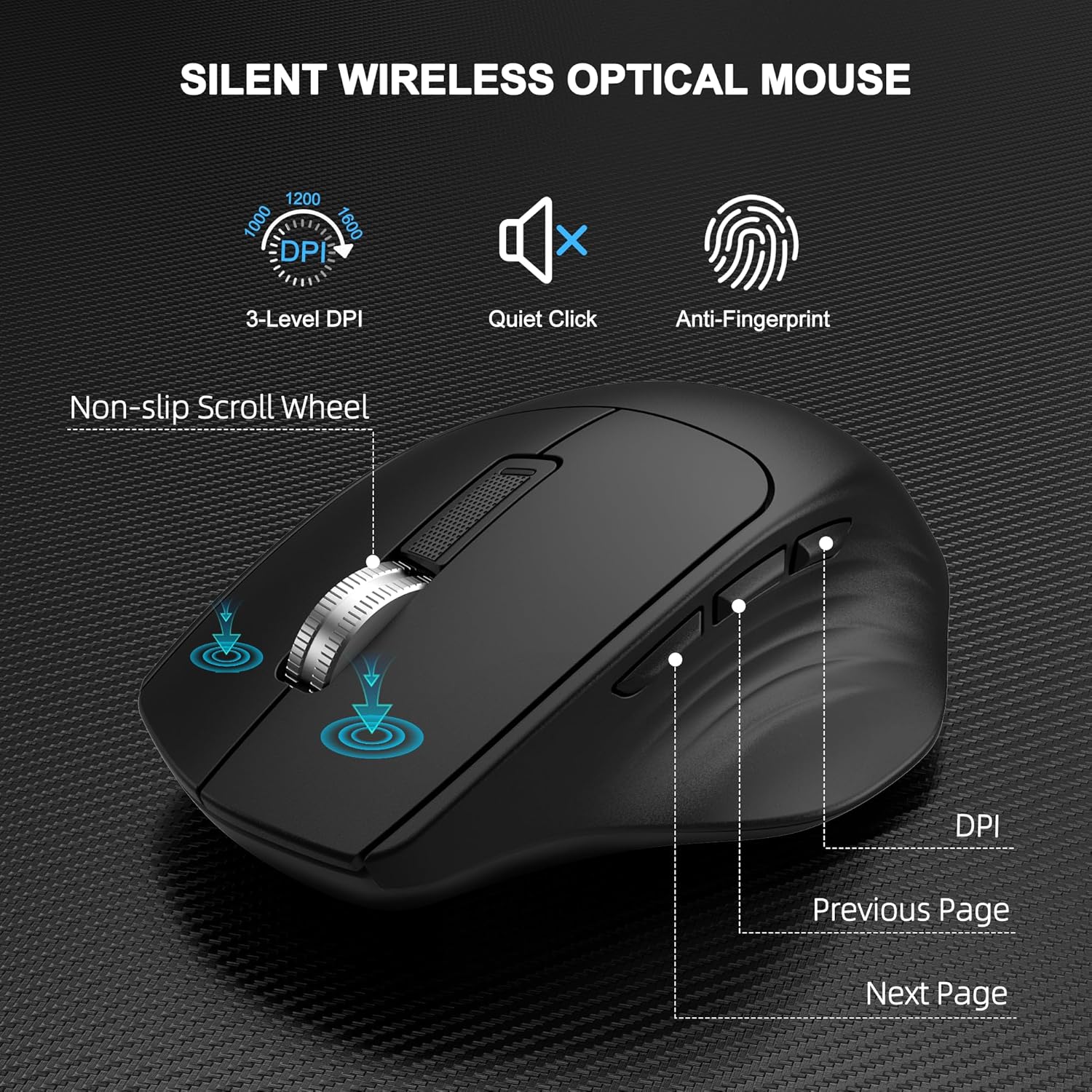 Wireless Keyboard and Mouse Combo, EDJO 2.4G Full-Sized Ergonomic Computer Keyboard with Wrist Rest and 3 Level DPI Adjustable Wireless Mouse for Windows, Mac OS Desktop/Laptop/PC (Dark Gray)