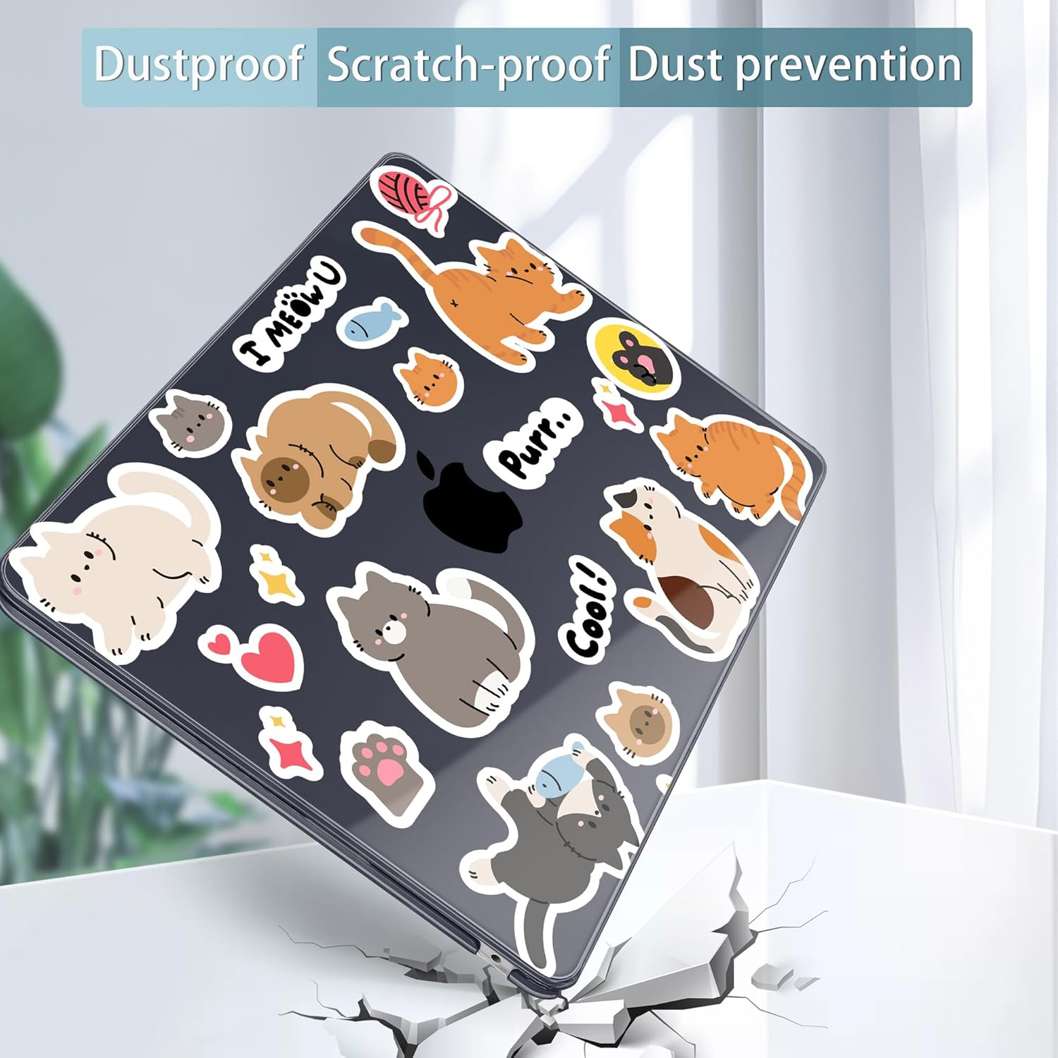 May Chen for MacBook Air 13.6 Inch Case 2025/2024/2023/2022 Release (Model A2681 A3113 A3240, M2 M3 M4 Chip) – Hard Shell Laptop Cover with Keyboard Cover & Screen Protector，Cat Sticker Print