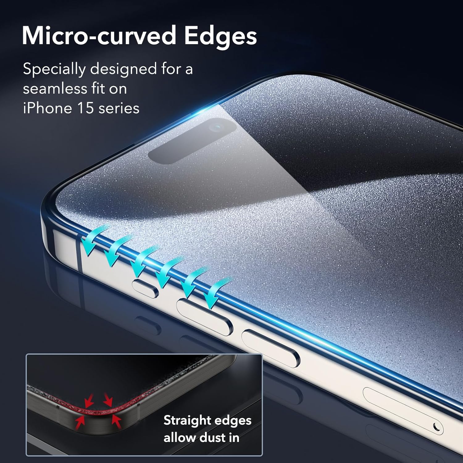 ESR 3 Pack for iPhone 15 Pro Screen Protector, [9H Hardness] [Military Grade Shatterproof] Full Coverage Tempered Glass Film with Flawless Fit Tray, HD Clear, Scratch Resistant