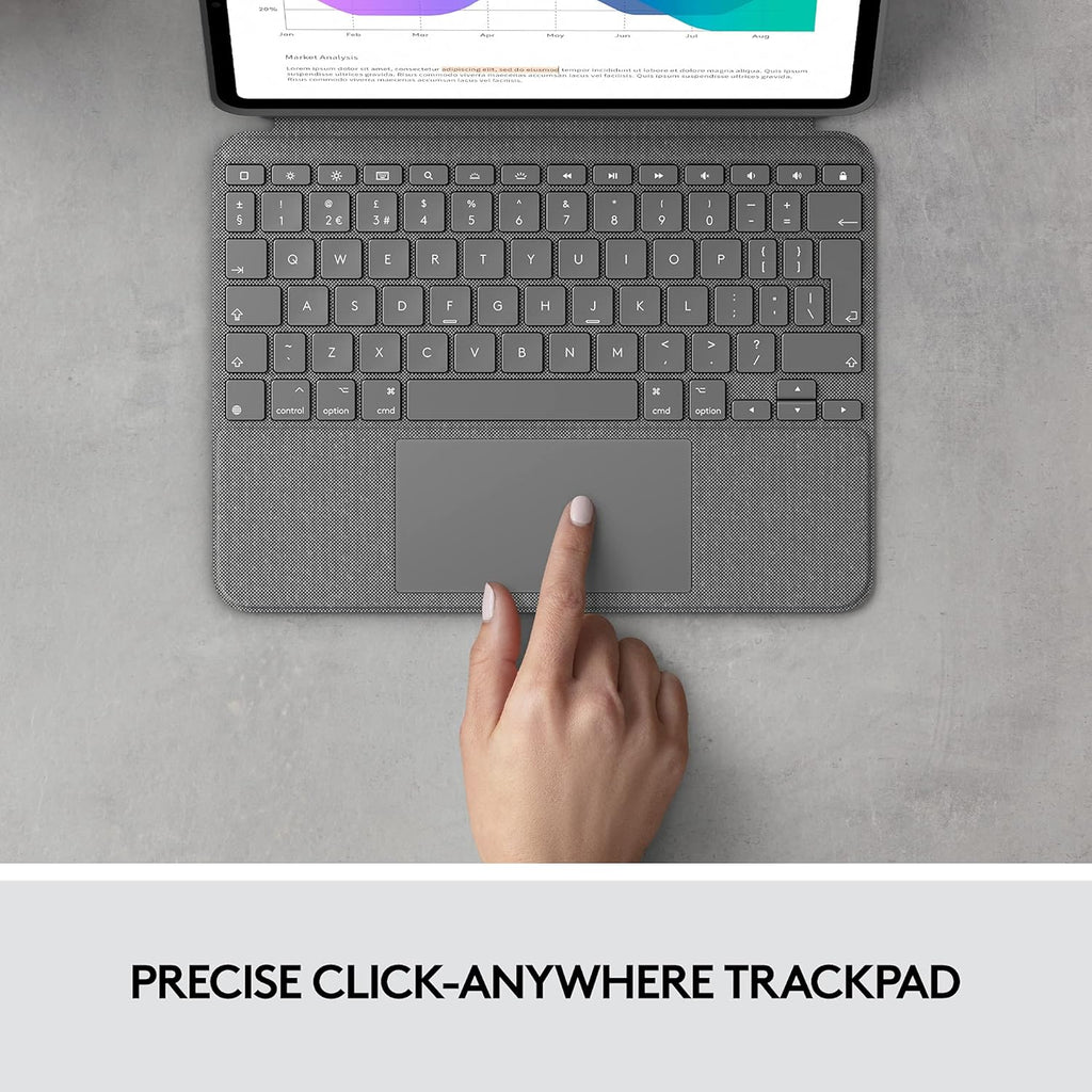 Logitech Combo Touch iPad Pro 11-inch (1st, 2nd, 3rd, 4th gen - 2018, 2020, 2021, 2022) Keyboard Case - Detachable Backlit Keyboard, Click-Anywhere Trackpad - Oxford Gray; USA Layout
