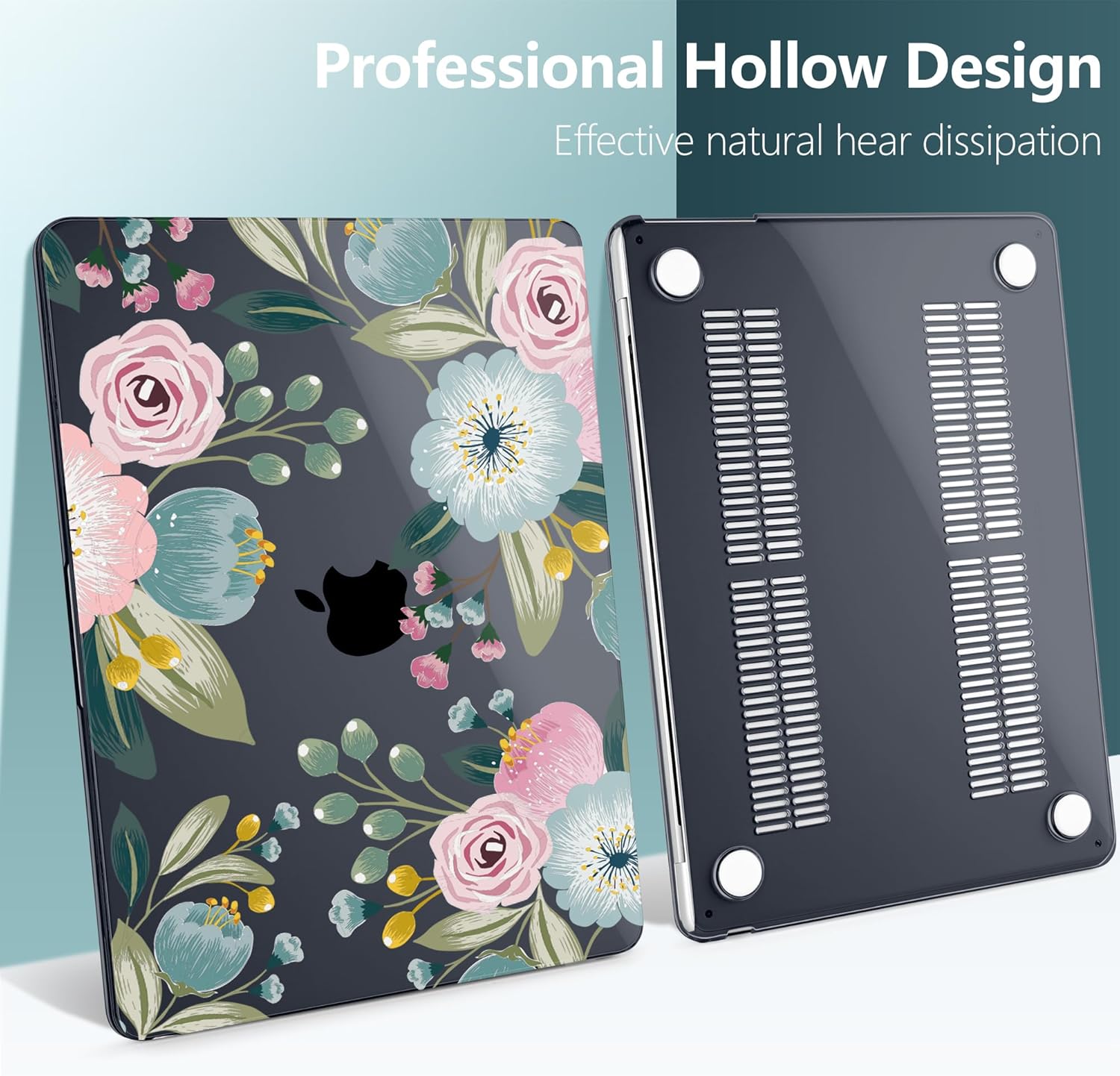 TWOLSKOO for M4 MacBook Air 13.6 inch Case 2025-2022 Release M4 A3240 M3 A3113 M2 A2681, Plastic Hard Shell & Screen Protector & Keyboard Cover & Trackpad Film, Seamless Floral