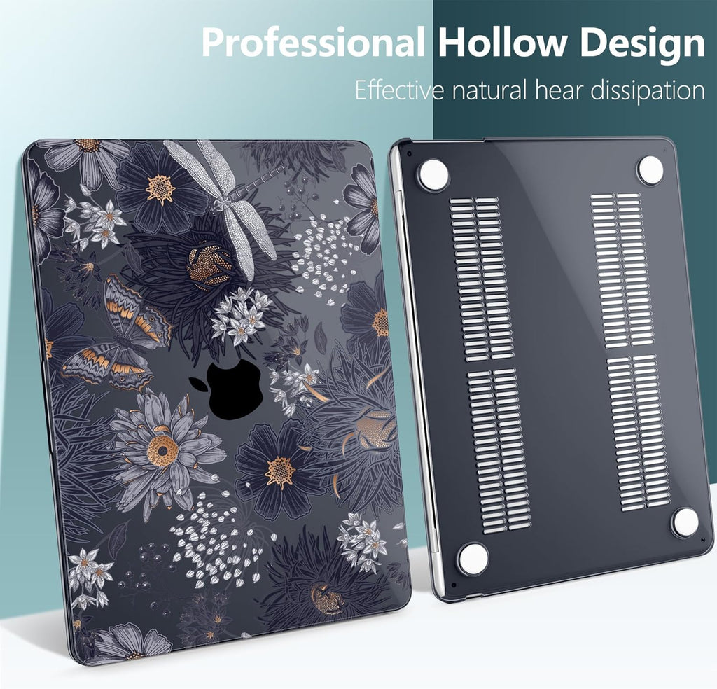 TWOLSKOO for M4 MacBook Air 13.6 inch Case 2025-2022 Release M4 A3240 M3 A3113 M2 A2681, Plastic Hard Shell & Screen Protector & Keyboard Cover & Trackpad Film, Wild Flower