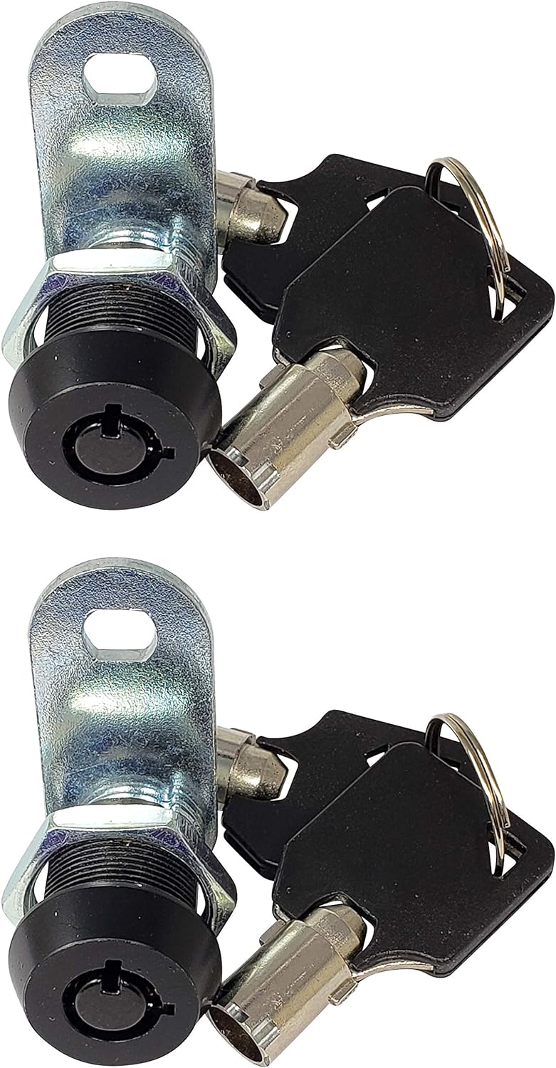 Admiral Locks Tubular Cam Lock, Keyed Alike Removable Key RV Compartment Storage Lock Cabinet Locks (Black Pack of 2, 5/8" 90°)