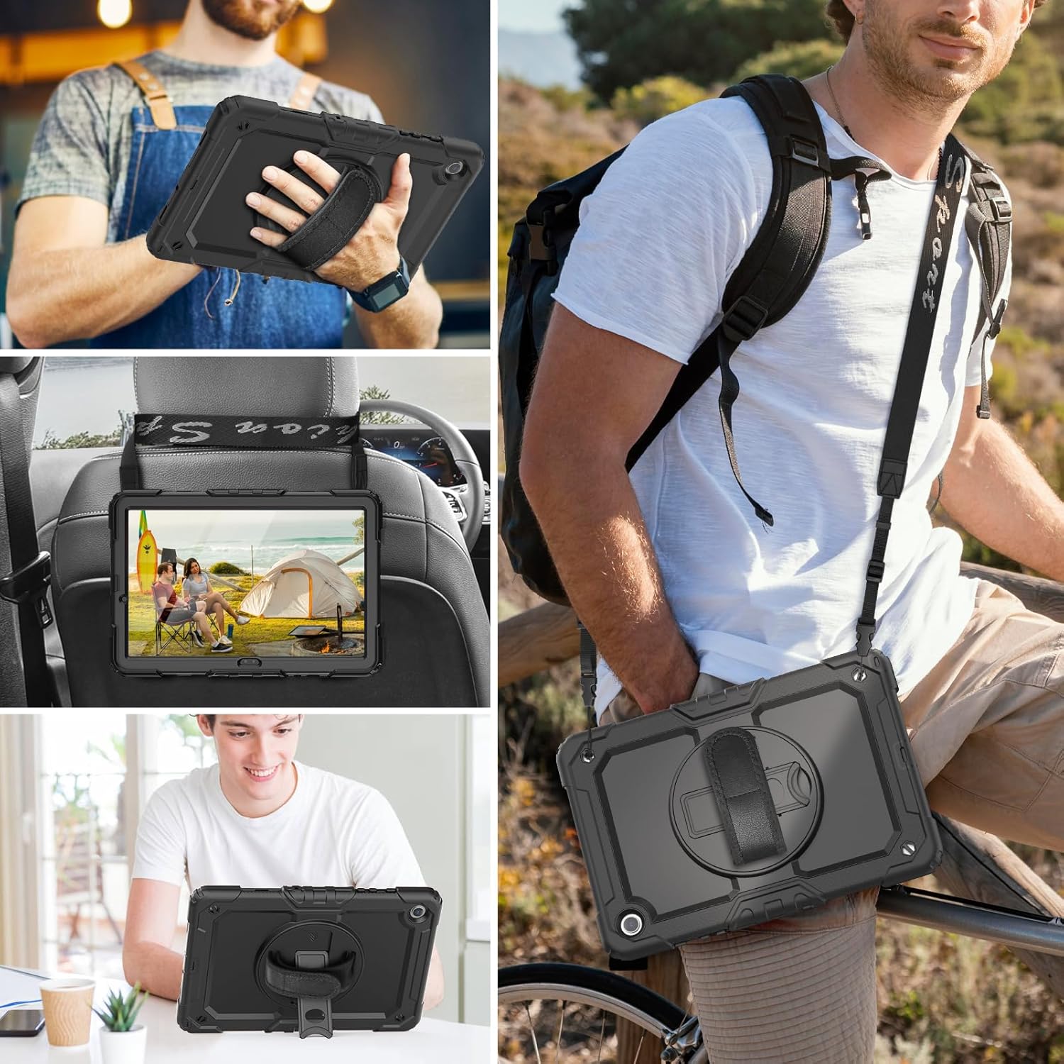 HXCASEAC Case for Samsung Galaxy Tab A9+ Plus 11 Inch, Protective with Screen Protector/Hand Strap/Pen Holder, Sturdy Shockproof for Samsung A9 Plus Tablet Case SM-X210 SM-X216 SM-X218 - Black