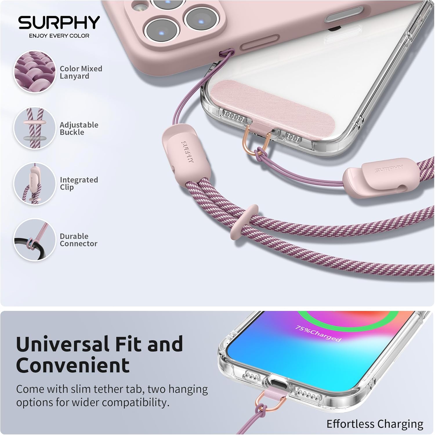 SURPHY 3 Pack Phone Wrist Strap with CellPhone Tether Tab, Cellphone Lanyard, Phone Strap with 2-Color Braided, Wrist Lanyard