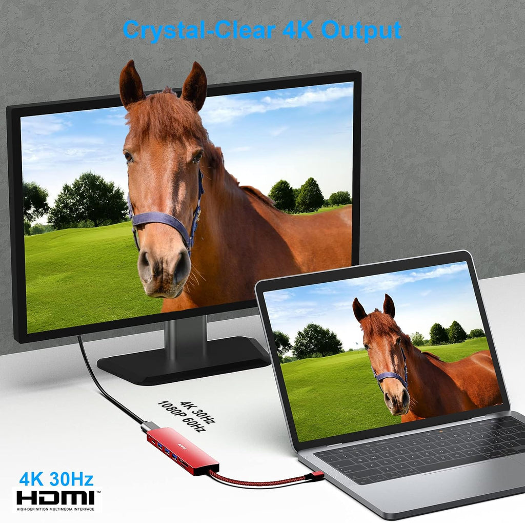 BENFEI USB C HUB 7-in-1, USB-C HUB Multiport Adapter with HDMI (4K @ 60Hz Certified)/100W Power Delivery/3*USB 3.0 5Gbps/SD/TF Card Reader (160MB/s) for iPhone 15 Pro/Max MacBook iPad Pro iMac S23