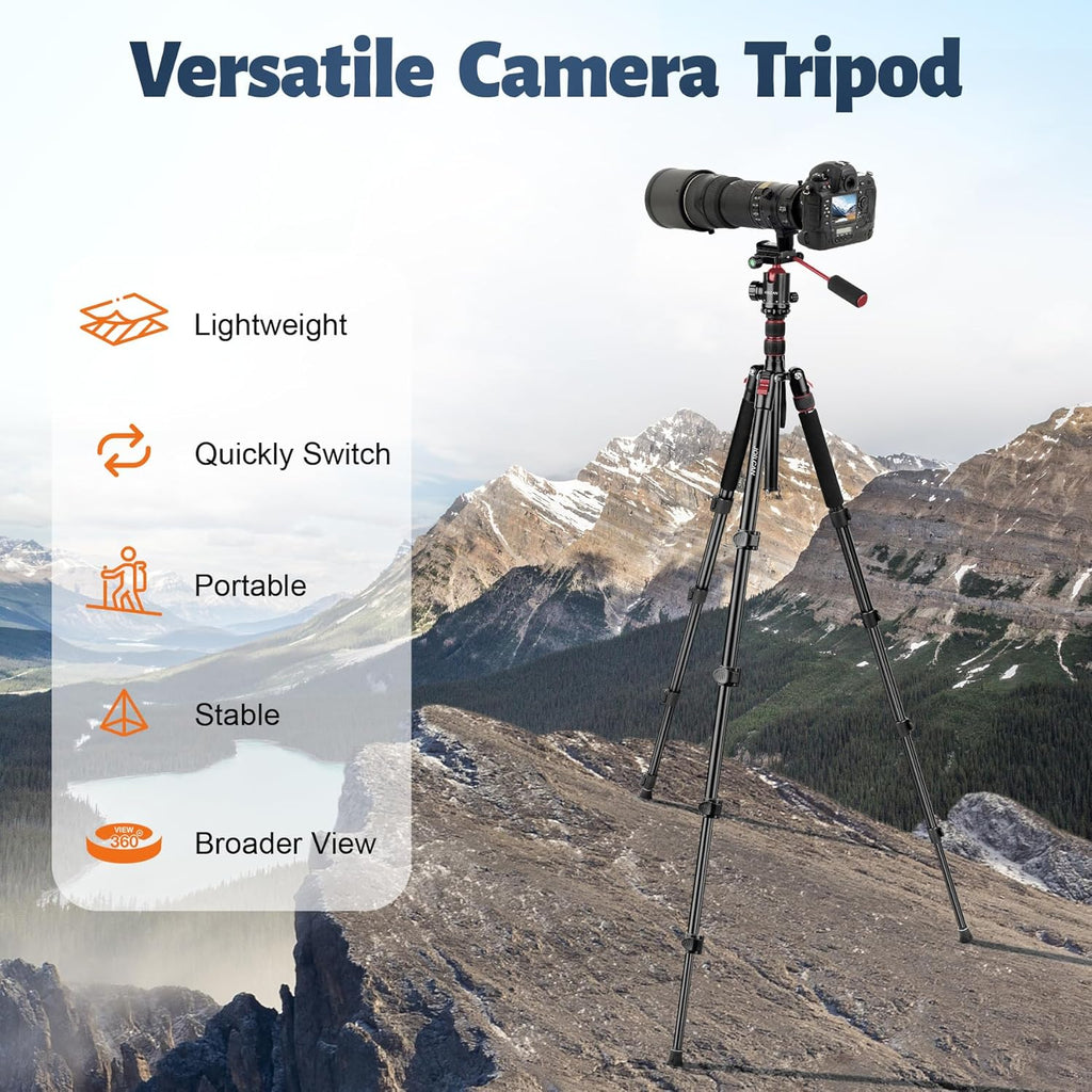Tripod for Camera, 83" Camera Tripods & Monopods with Metal Handle, Professional Aluminum Tripods, Heavy Duty Tripod for DSLR Camera Lasers Spotting Scope Binoculars Telescope, Payload 35Lb