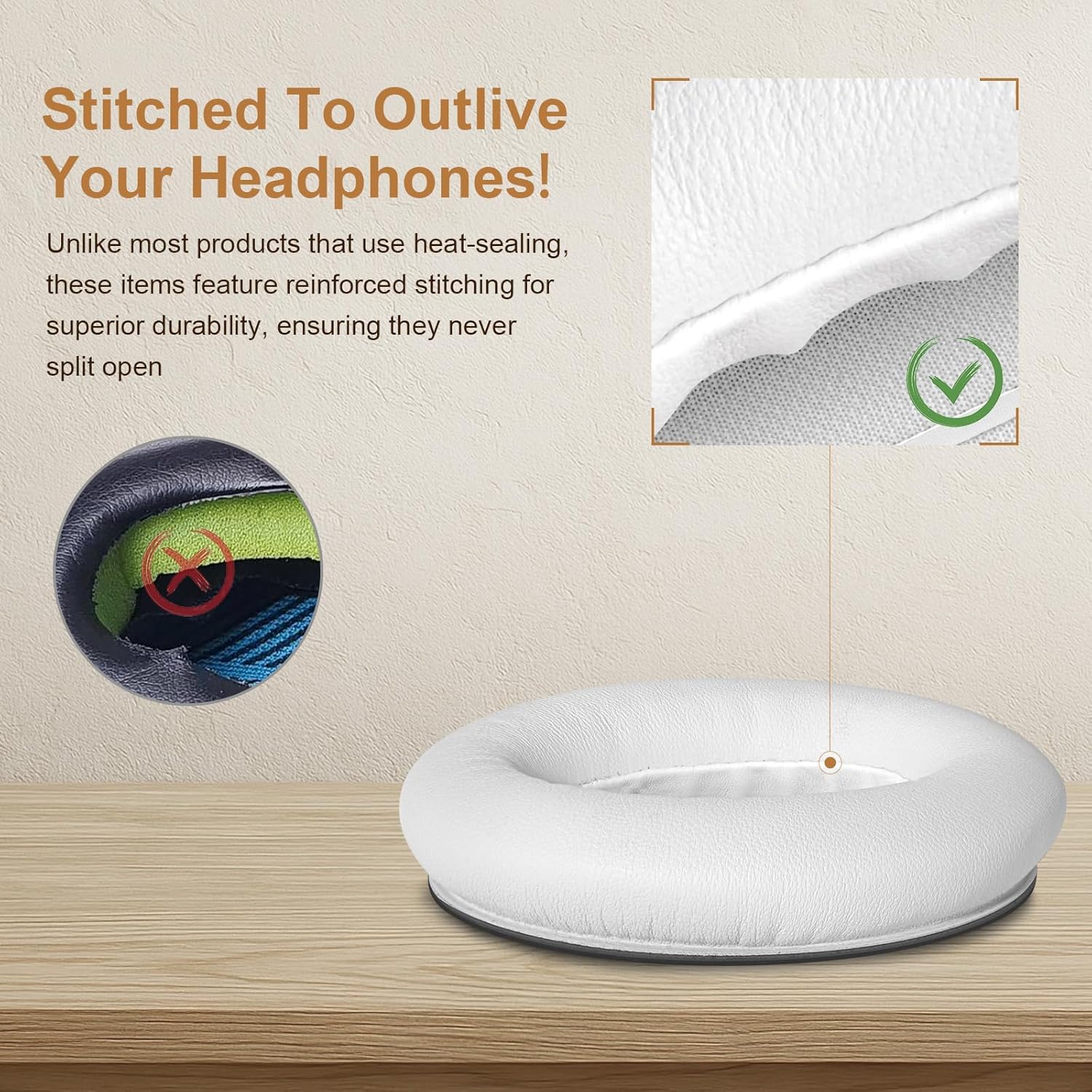 Aurivor Replacement Ear-Pads Cushions for Bose QuietComfort 45 35 35ii (QC-45 QC-35 QC-35 ii), Genuine Lambskin Ear Covers Compatible with QuietComfort SE (QC SE)/ New QuietComfort Headphones(White)