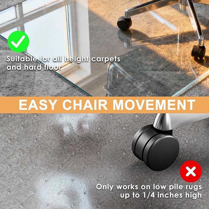 Azadx Tempered Glass Chair Mat for Carpet 45" x 53" Heavy Duty Office Chair Mat - Image 3