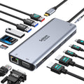 Selore USB C Docking Station Dual Monitor,LaptopDocking Station,14 in 1 Docking Station 3 Monitors with 2 HDMI,VGA,10G USB A/C,100W PD,6 USB A/C Ports,USB C Hub Multiport Adapter for Windows Laptop