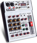6 Channel Audio Mixer Professional Sound Board Console w/99 DSP Effects 48V Phantom Power Bluetooth USB Interface Stereo DJ Mixer Board for Karaoke Live Performance DJ Stage