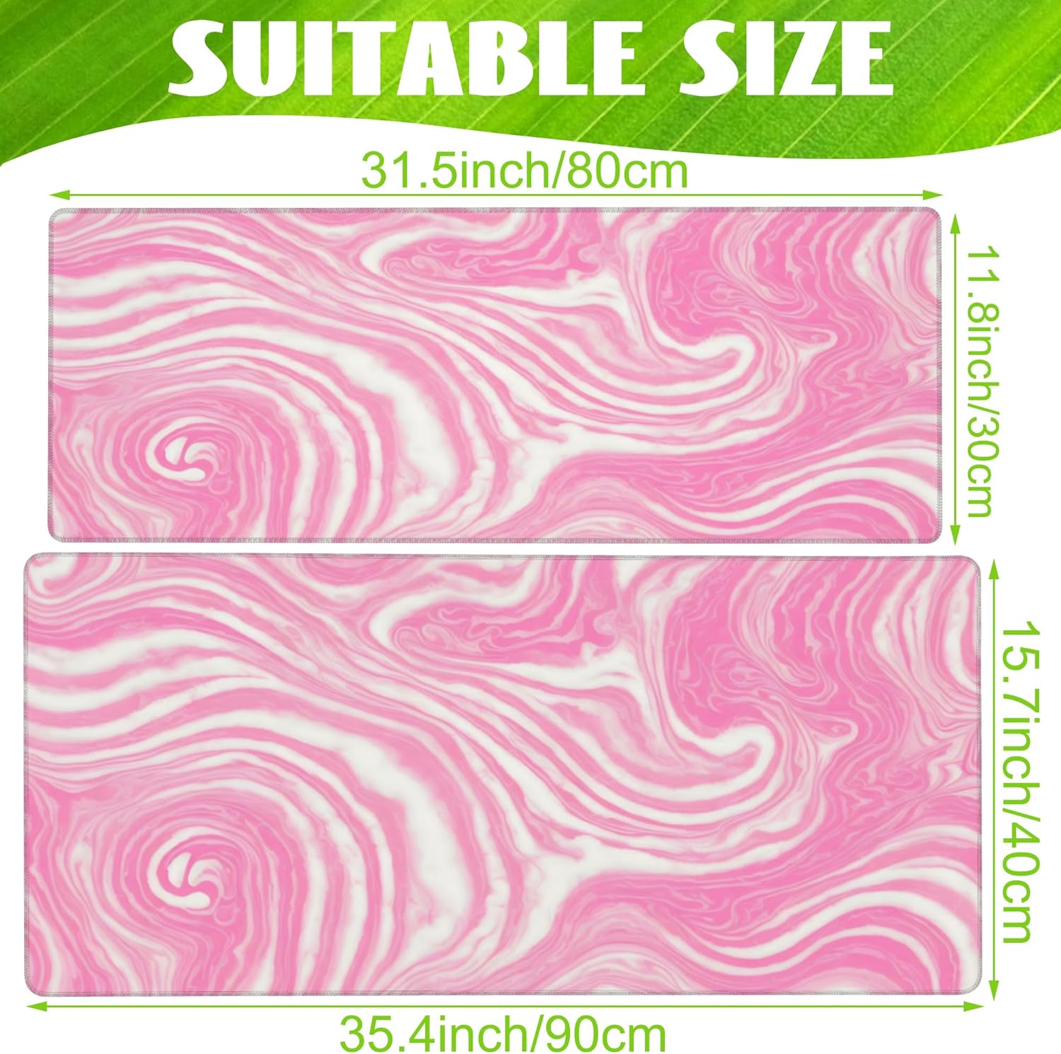 Desk Pad,Pink Marble Swirls Texture Desk Mat,Flow Liquid Waves Large Gaming Mouse Pad for Desk,Extended Big Computer Keyboard Mouse Pad with Non-Slip Base and Stitched Edge,31.5"x11.8"