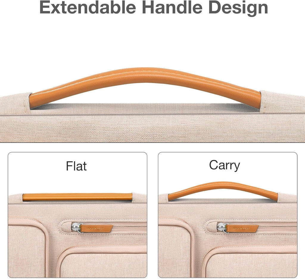 MOSISO 360 Protective Laptop Case 15 inch, 15 inch Laptop Sleeve Compatible with MacBook Air M4 M3 M2 2025 2024 2023, Dell XPS Plus, Side Open Carrying Case with 4 Zipper Pockets&Handle, Khaki