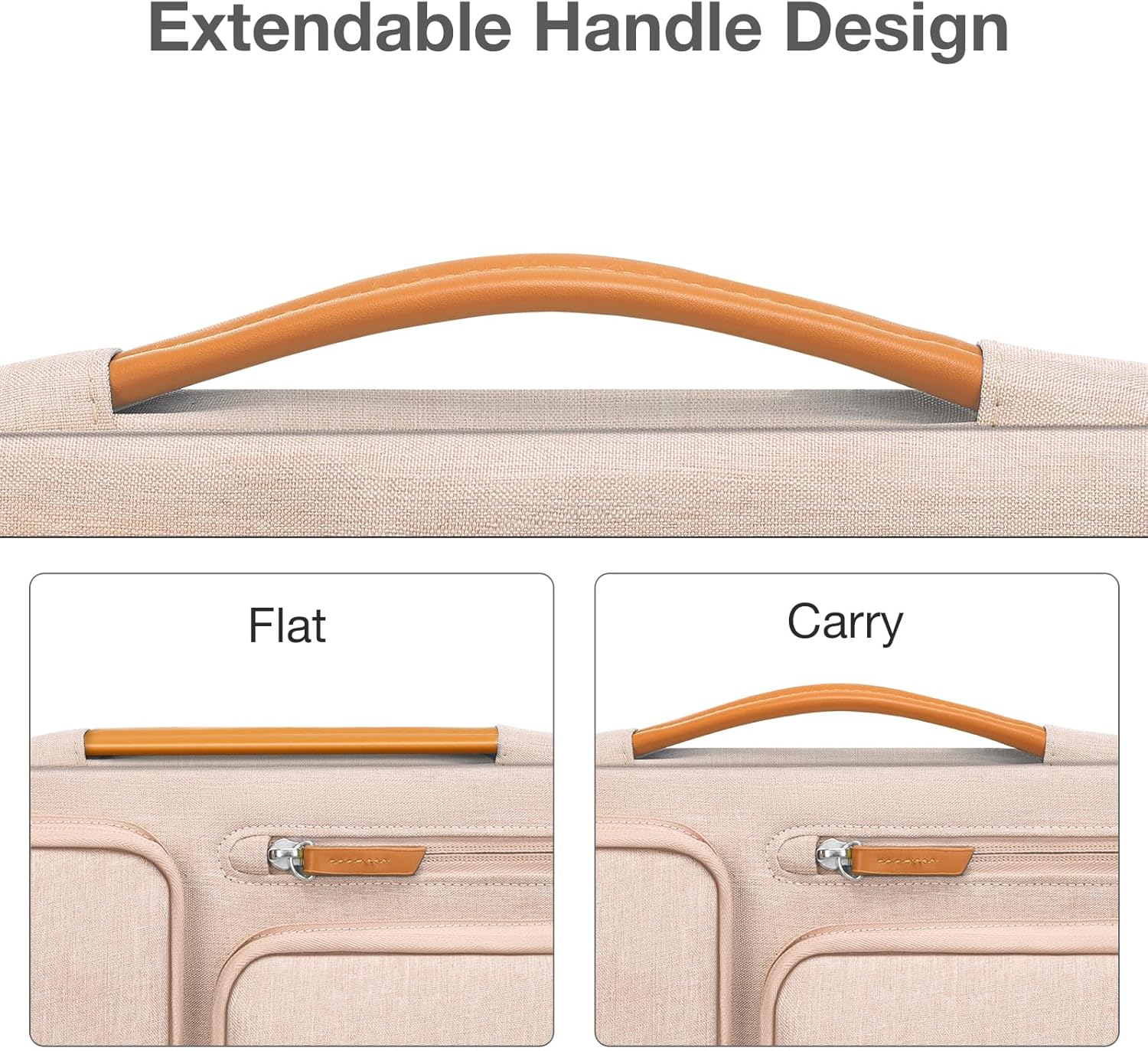 MOSISO 360 Protective Laptop Case 15 inch, 15 inch Laptop Sleeve Compatible with MacBook Air M4 M3 M2 2025 2024 2023, Dell XPS Plus, Side Open Carrying Case with 4 Zipper Pockets&Handle, Khaki