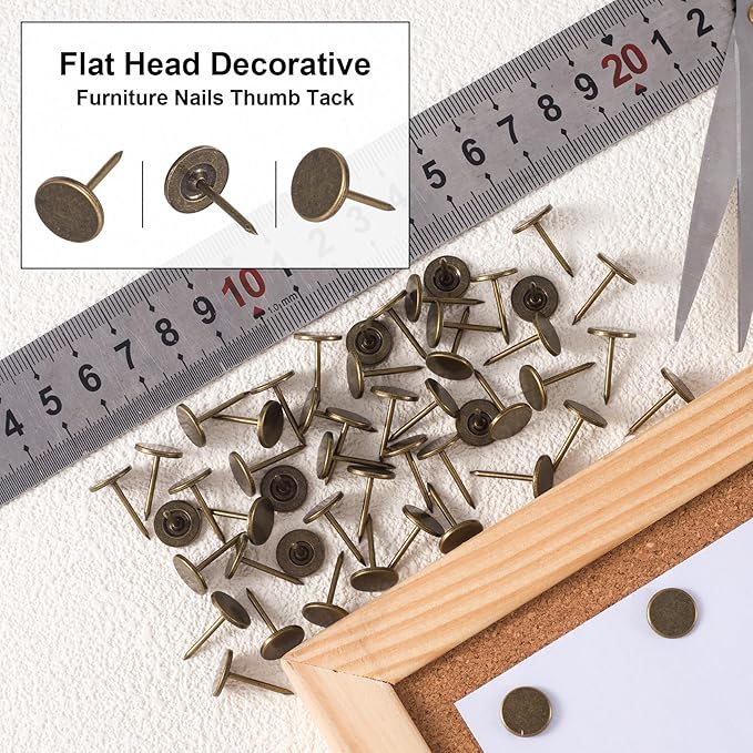 100pcs Metal Thumb Tacks, Heavy Duty Flat Head Push Pins, Upholstery Tacks - Image 5