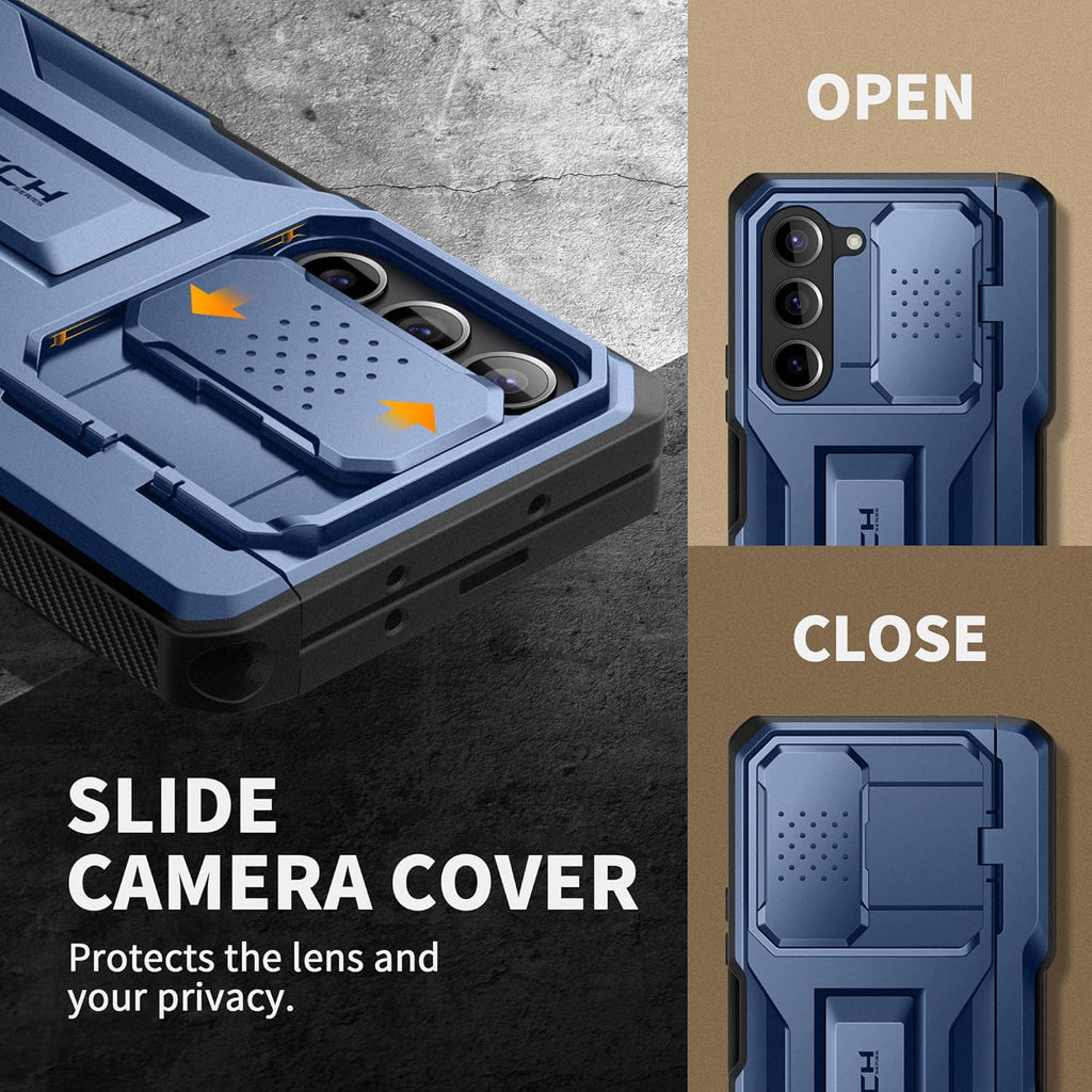 TONGATE for Z Fold 5 Case, [with S Pen Slot & Hinge Protection] [Privacy Glass Screen Protector] Full-Body Military Drop Phone Case for Samsung Galaxy Z Fold 5 with Kickstand & Belt Clip, Blue