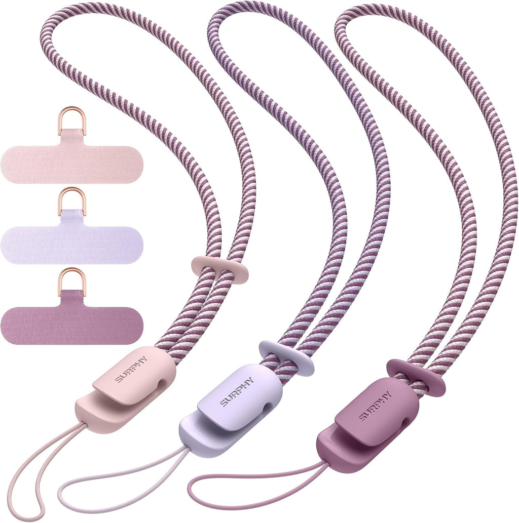 SURPHY 3 Pack Phone Wrist Strap with CellPhone Tether Tab, Cellphone Lanyard, Phone Strap with 2-Color Braided, Wrist Lanyard