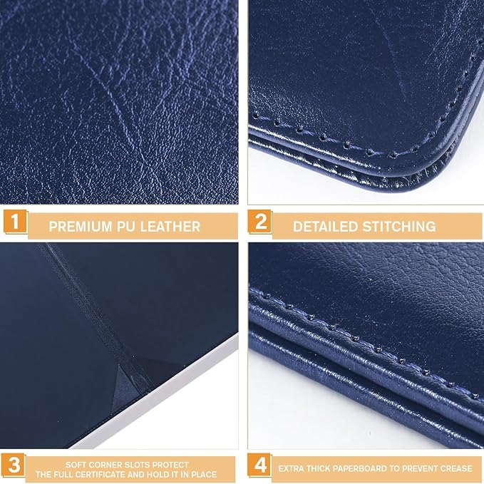 Tenare 10 Pcs Leather Certificate Holder 8.5 x 11 Inch PU Black Red Blue Purple - Image 4