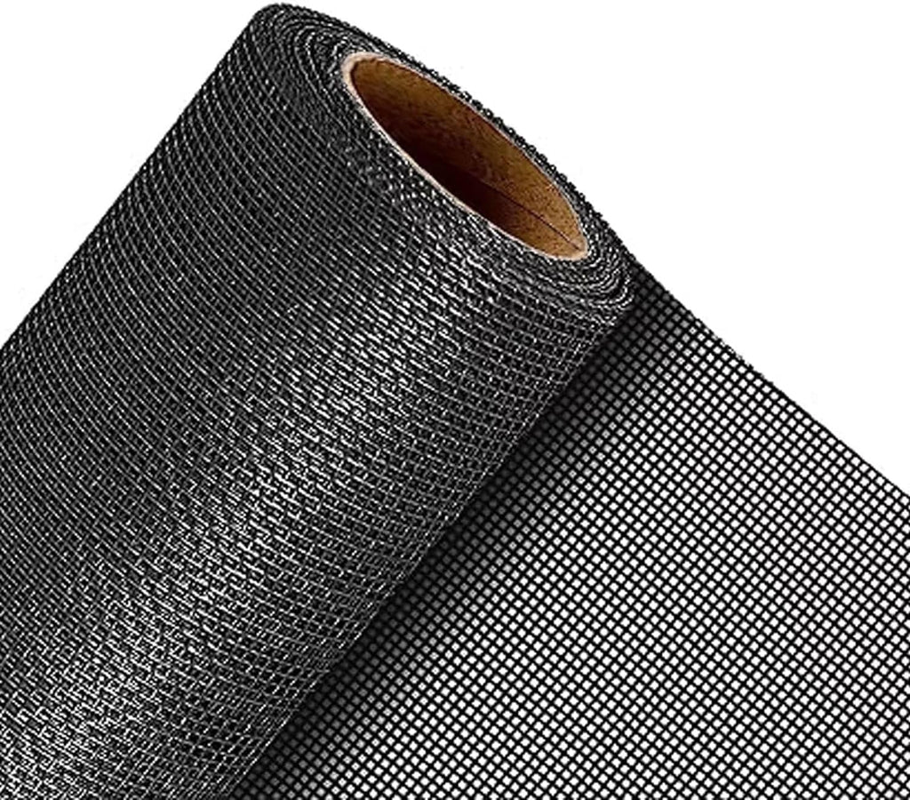 QWR Pet Proof Window Screen and Screen Door Replacement, 48"x 360" Upgraded Durable Thickened Vinyl Coated Wire-Like Mesh for Sliding Screen Door,Patio,Windows(Rolled Package)