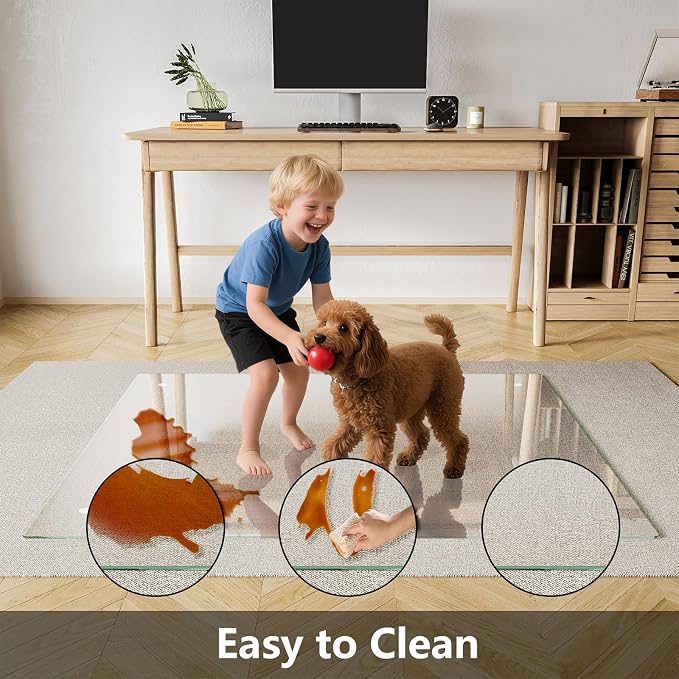 Koonmi Chair Mat for Carpet, Tempered Glass 45"x53" Office Chair Mat, Glass - Image 5